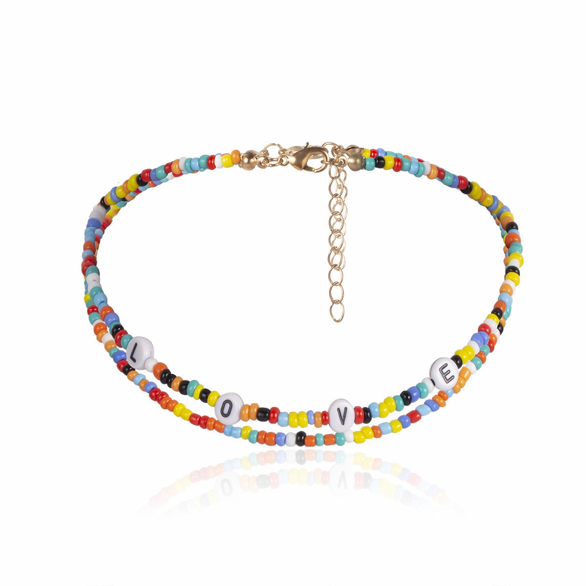Wholesale Double Beaded Beads Love Necklace
