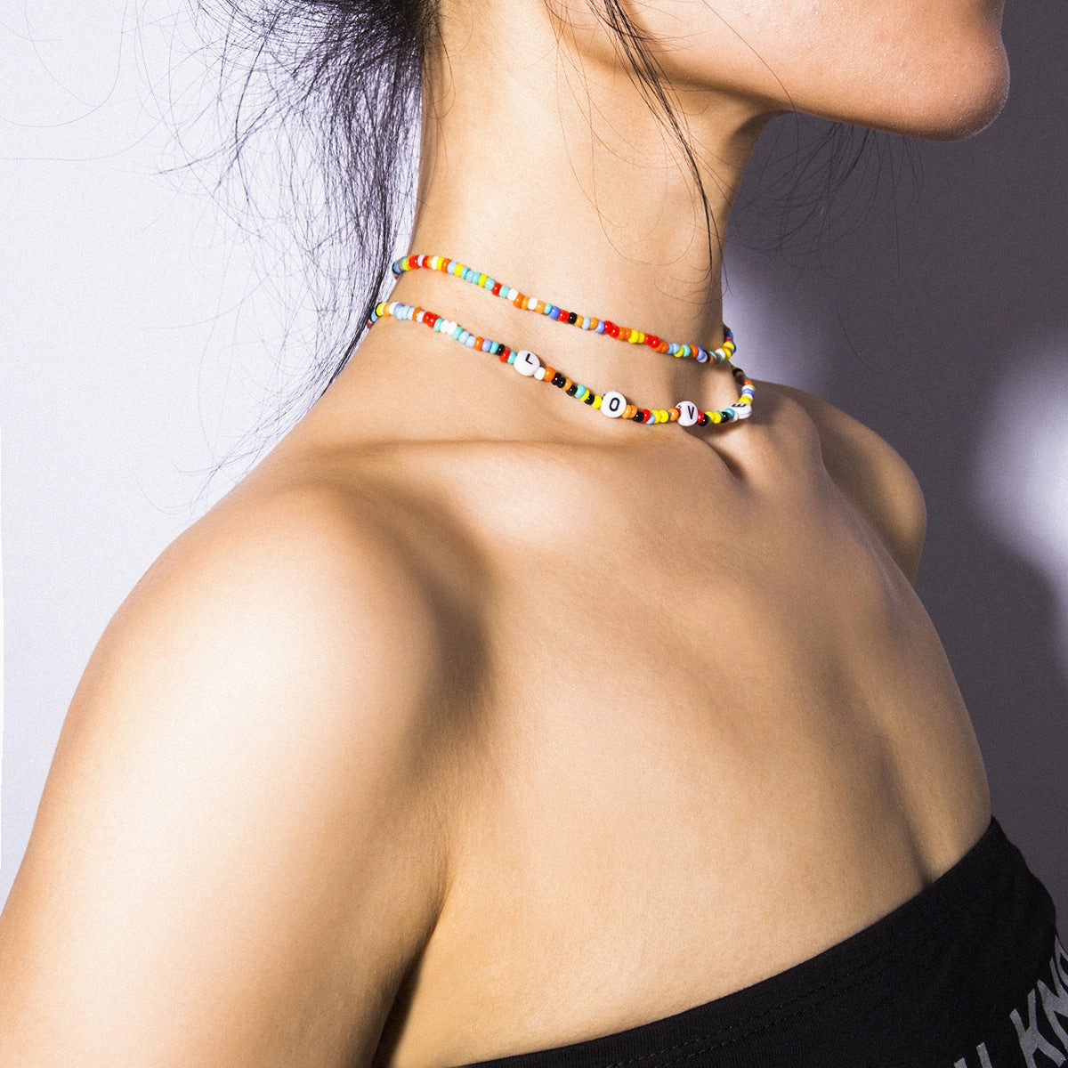 Wholesale Double Beaded Beads Love Necklace
