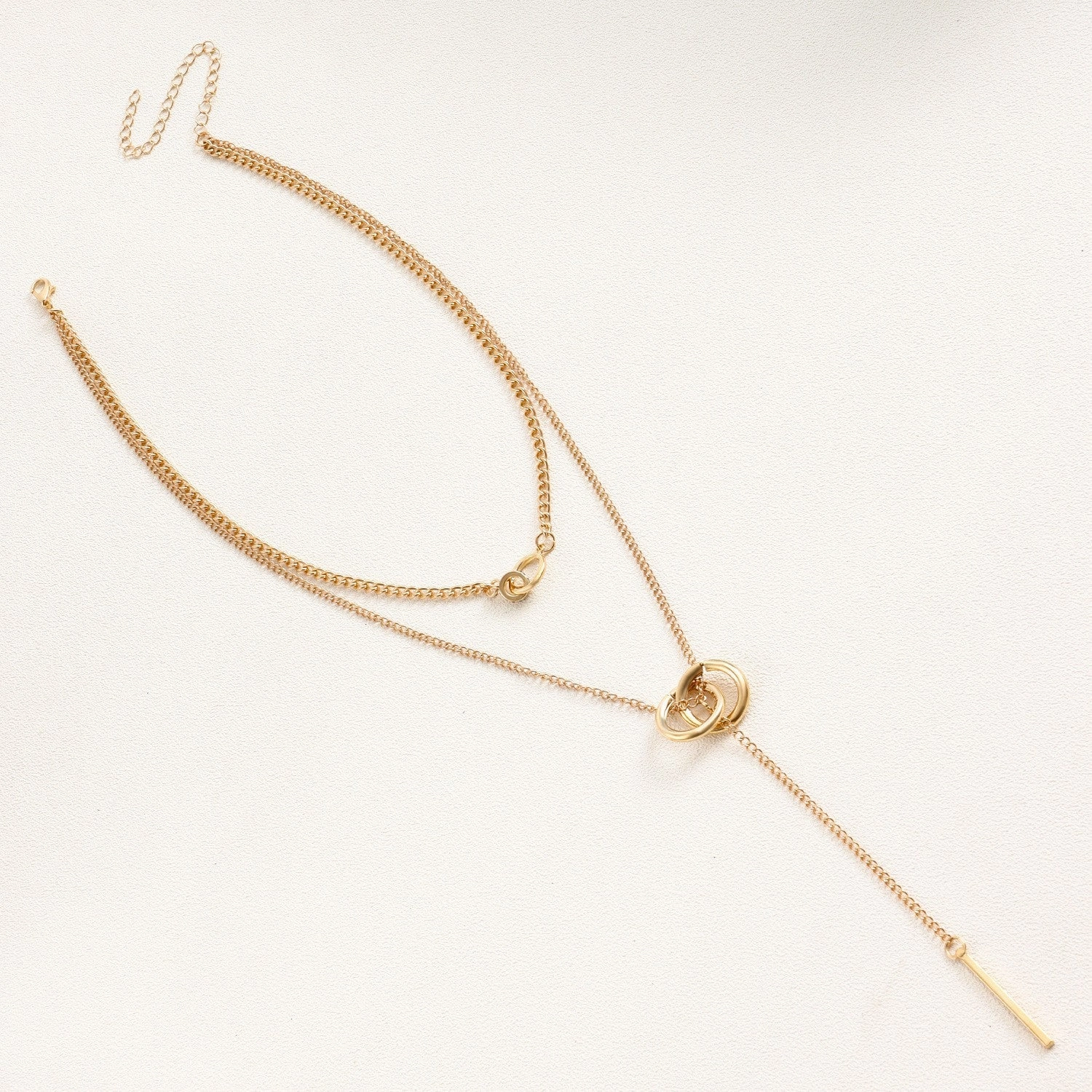 Wholesale Double Circle Clavicle Chain Tassel Long Stick Pendant Necklaces