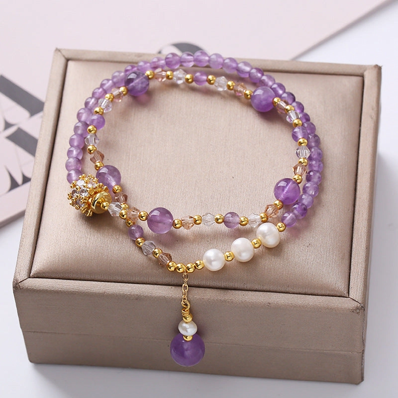 Wholesale Double Circle Natural Amethyst Bracelet