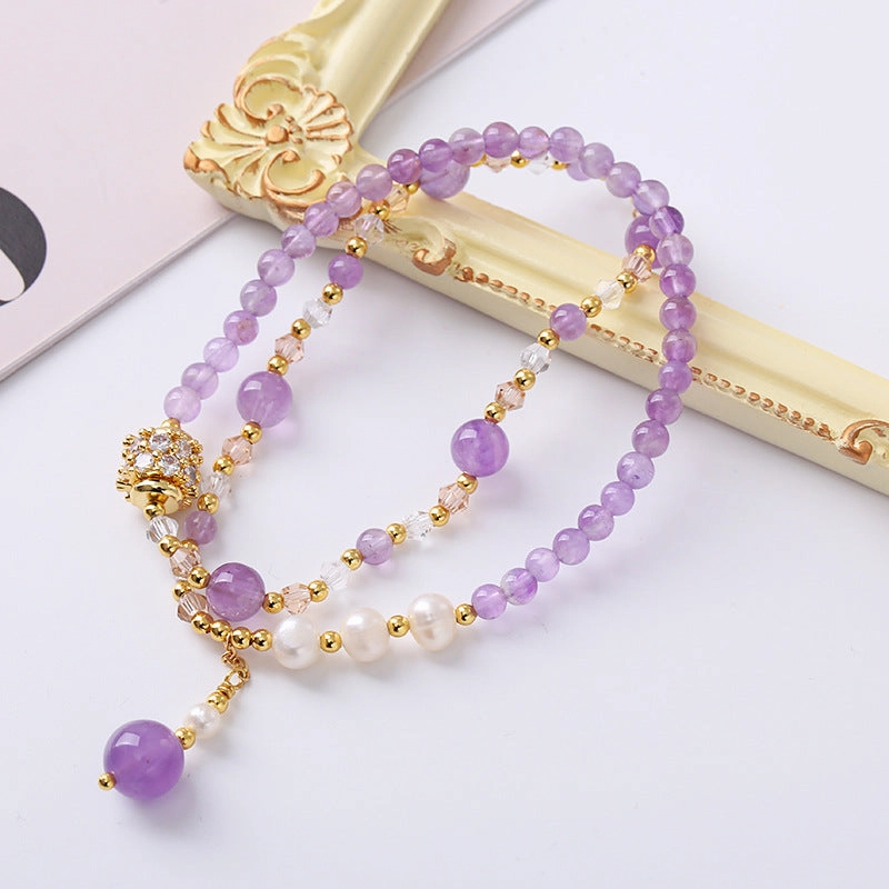 Wholesale Double Circle Natural Amethyst Bracelet