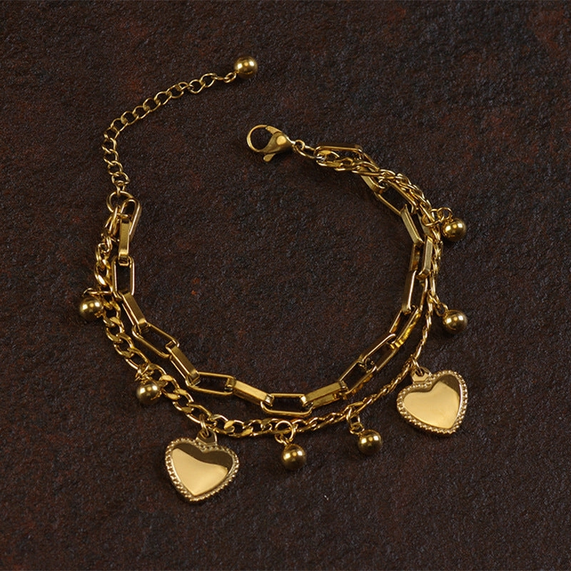 Wholesale Double Layer Heart Vintage Bracelet