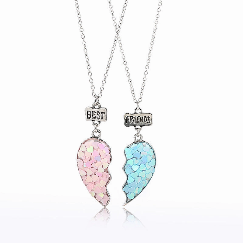Wholesale Drip Glue Cartoon Alloy Sequin Heart Necklaces