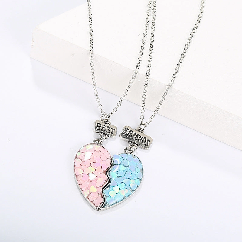 Wholesale Drip Glue Cartoon Alloy Sequin Heart Necklaces