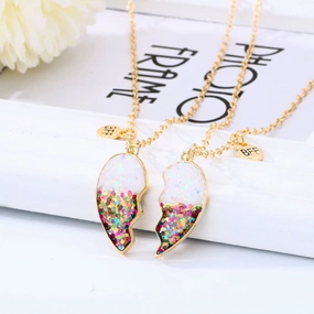 Wholesale Drip Oil Magnet Love Heart Pair Alloy Necklaces