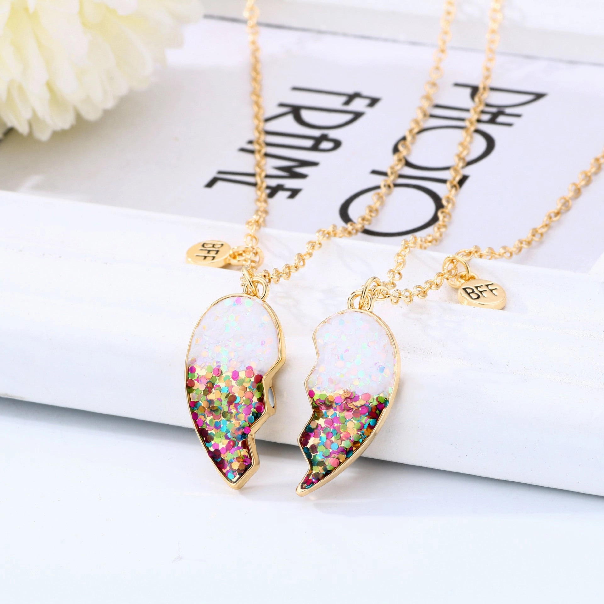 Wholesale Drip Oil Magnet Love Heart Pair Alloy Necklaces