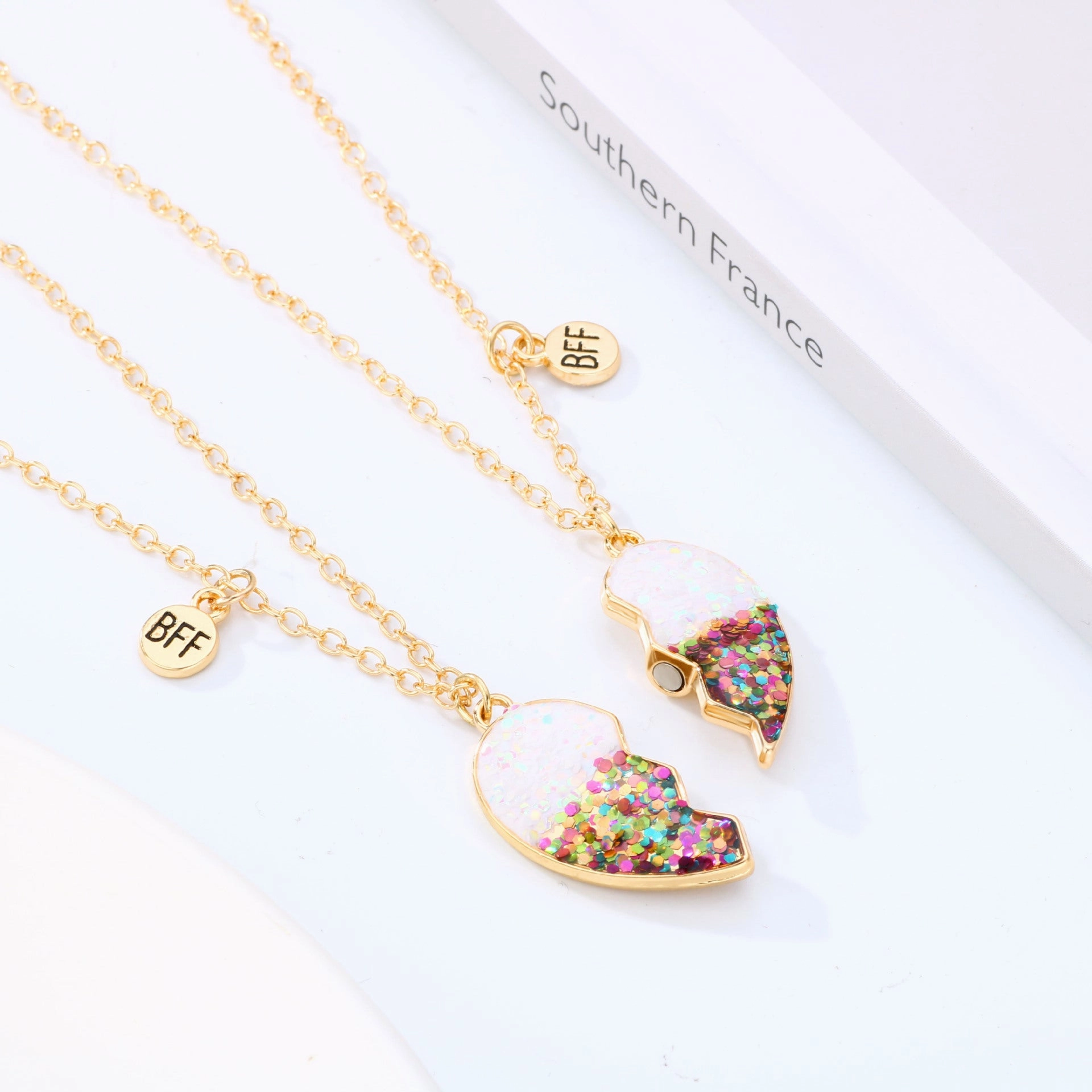 Wholesale Drip Oil Magnet Love Heart Pair Alloy Necklaces
