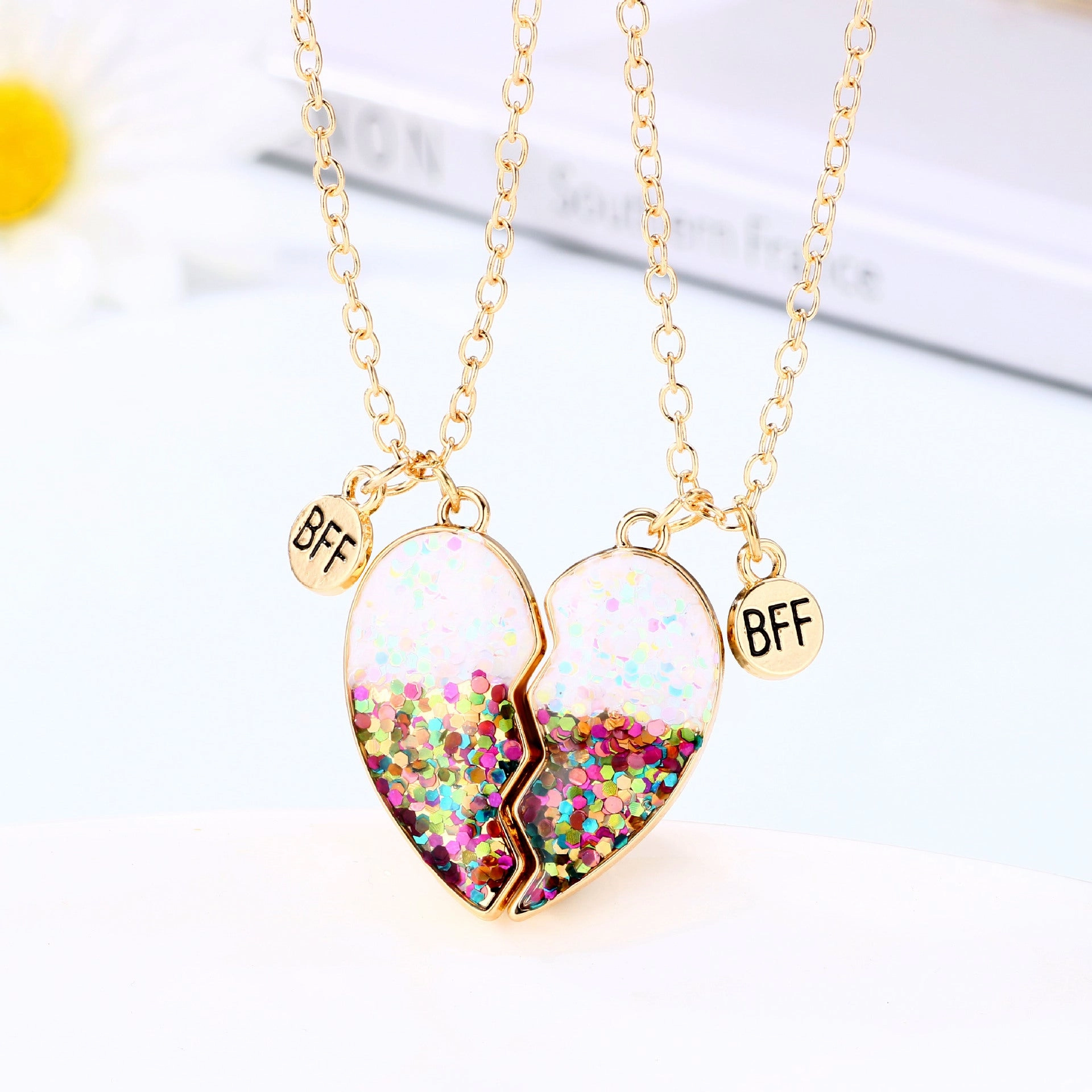 Wholesale Drip Oil Magnet Love Heart Pair Alloy Necklaces