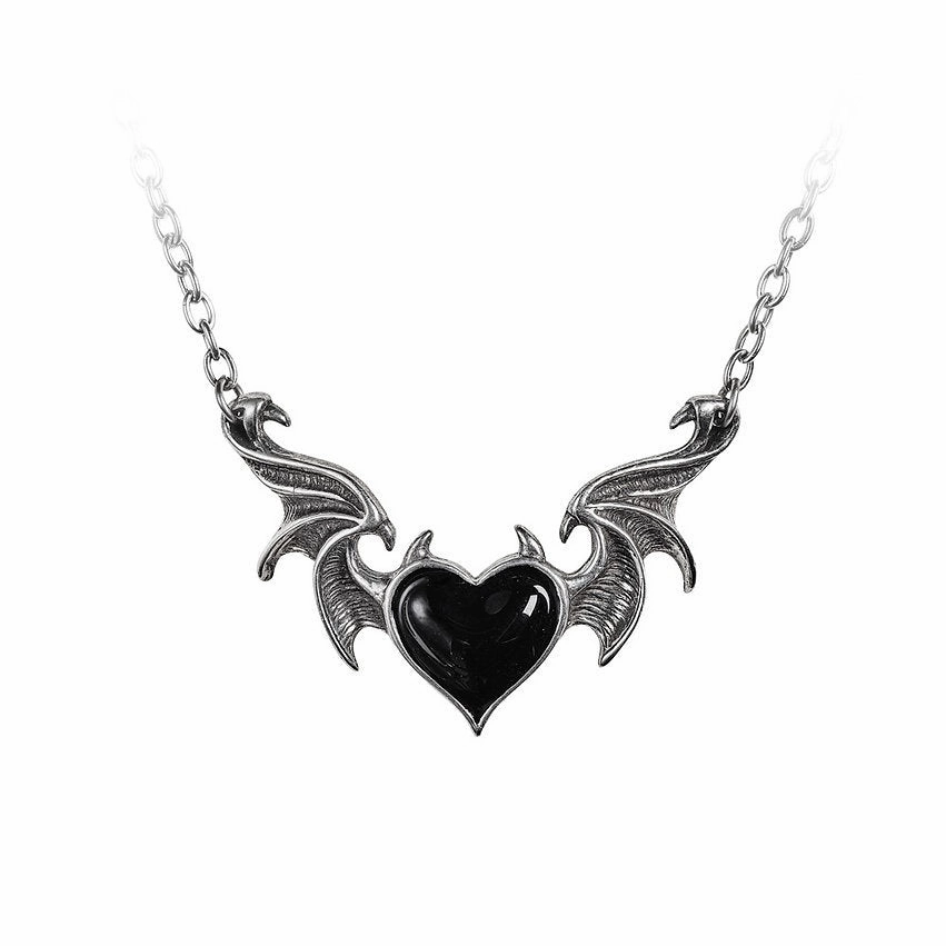 Wholesale Drop Oil Peach Heart Devil Wings Pendant Alloy Necklaces