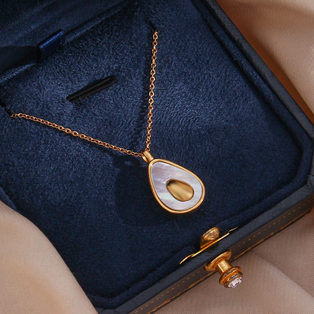 Wholesale Drop-shaped Shell Stainless Steel 18k Gold Plated Necklace Clavicle Chain