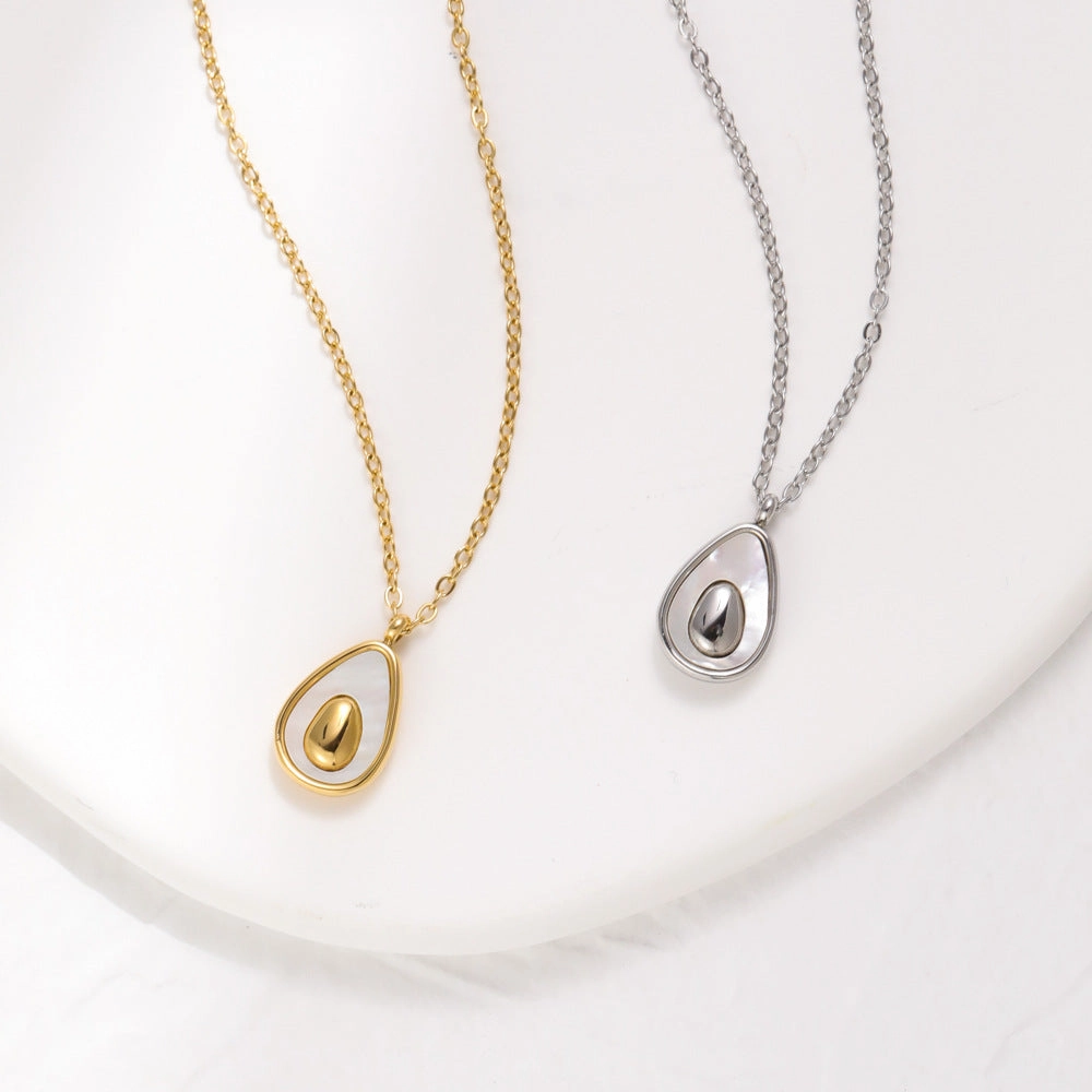 Wholesale Drop-shaped Shell Stainless Steel 18k Gold Plated Necklace Clavicle Chain