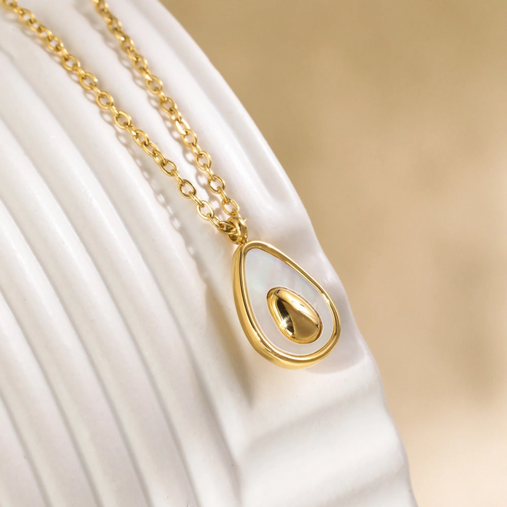 Wholesale Drop-shaped Shell Stainless Steel 18k Gold Plated Necklace Clavicle Chain