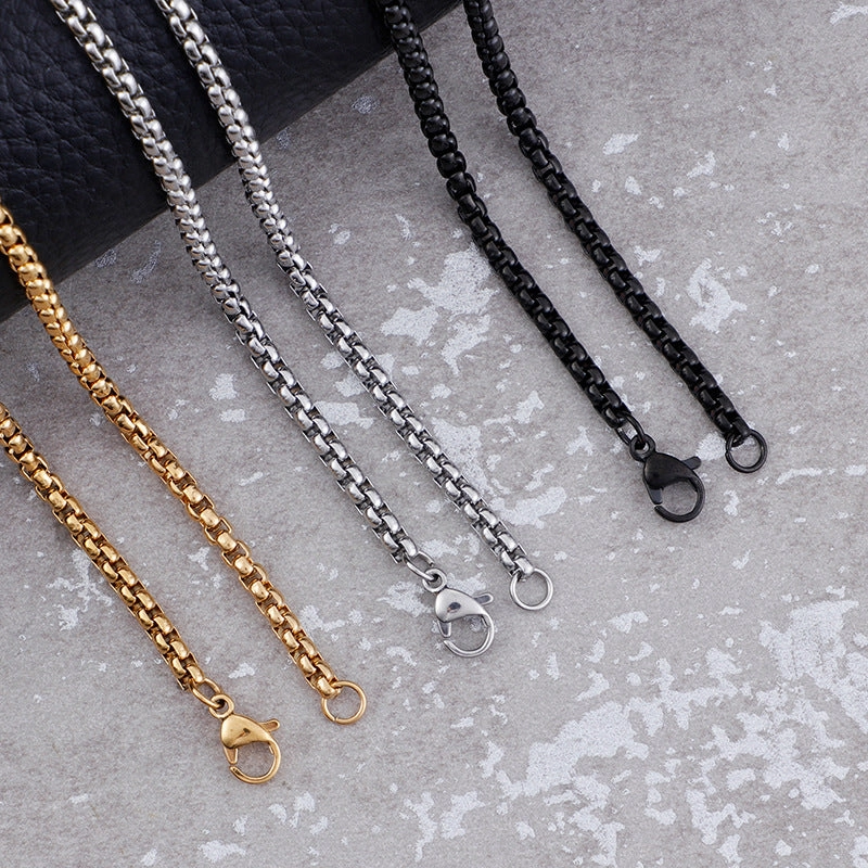 Wholesale Electroplated 18K Gold Square Pearl Stainless Steel Multi-Specification Necklaces