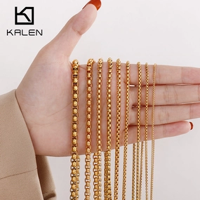 Wholesale Electroplated 18K Gold Square Pearl Stainless Steel Multi-Specification Necklaces