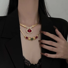 Wholesale Ellipse Geometry Alloy Necklaces