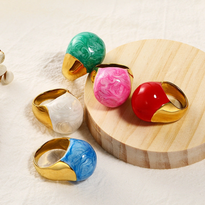 Wholesale Enamel Drop Glaze Titanium Steel Ring