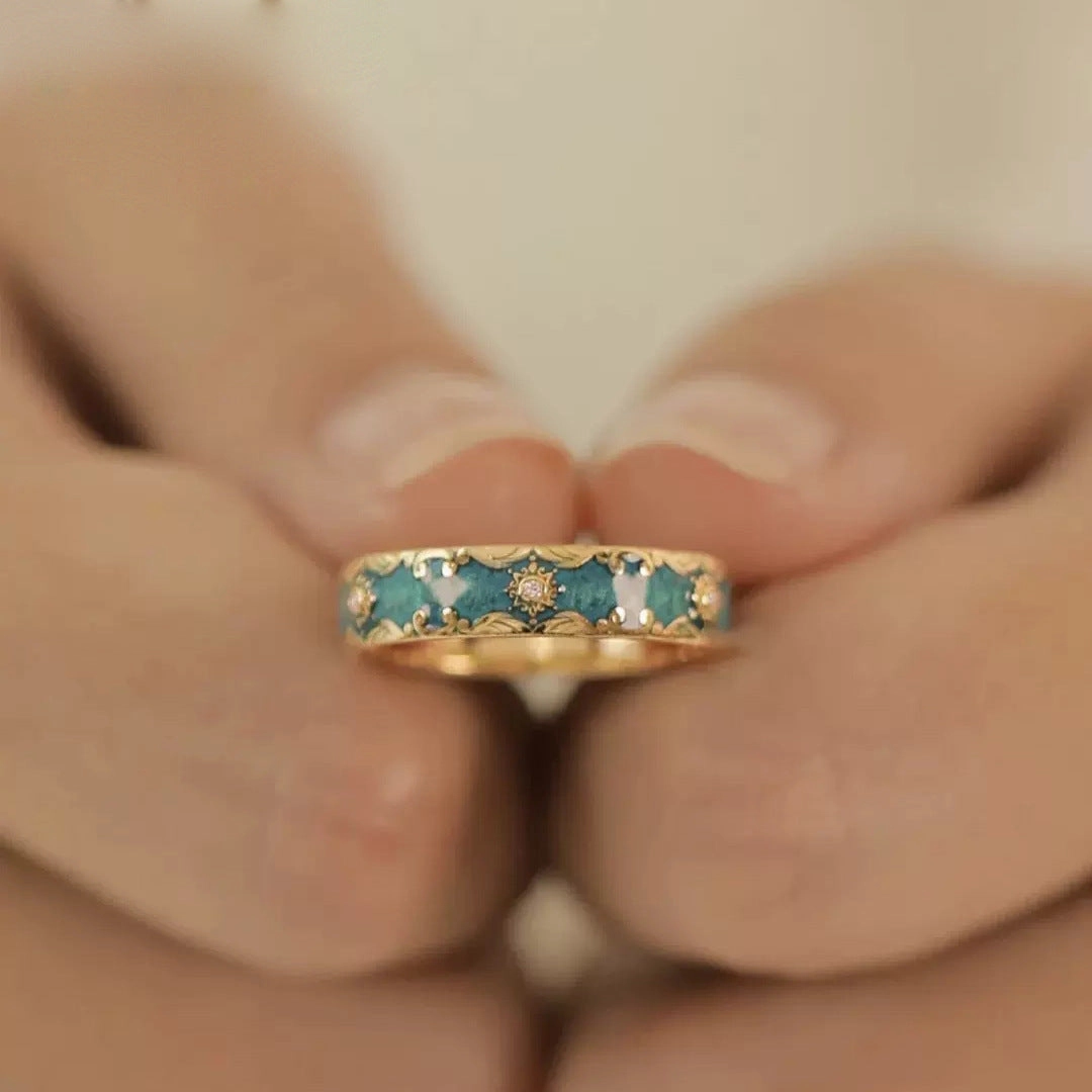 Wholesale Enamel Pattern Rings Copper