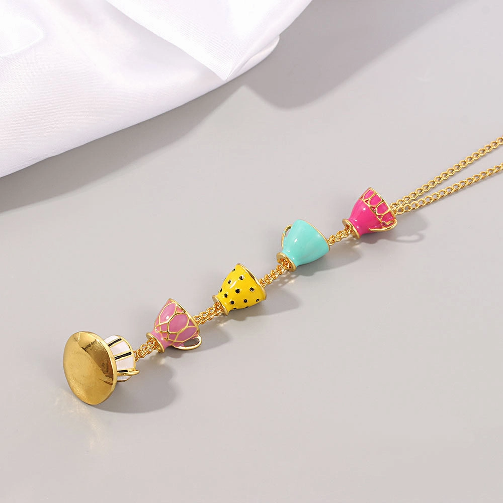Wholesale Enamel Teacup Alloy Necklaces