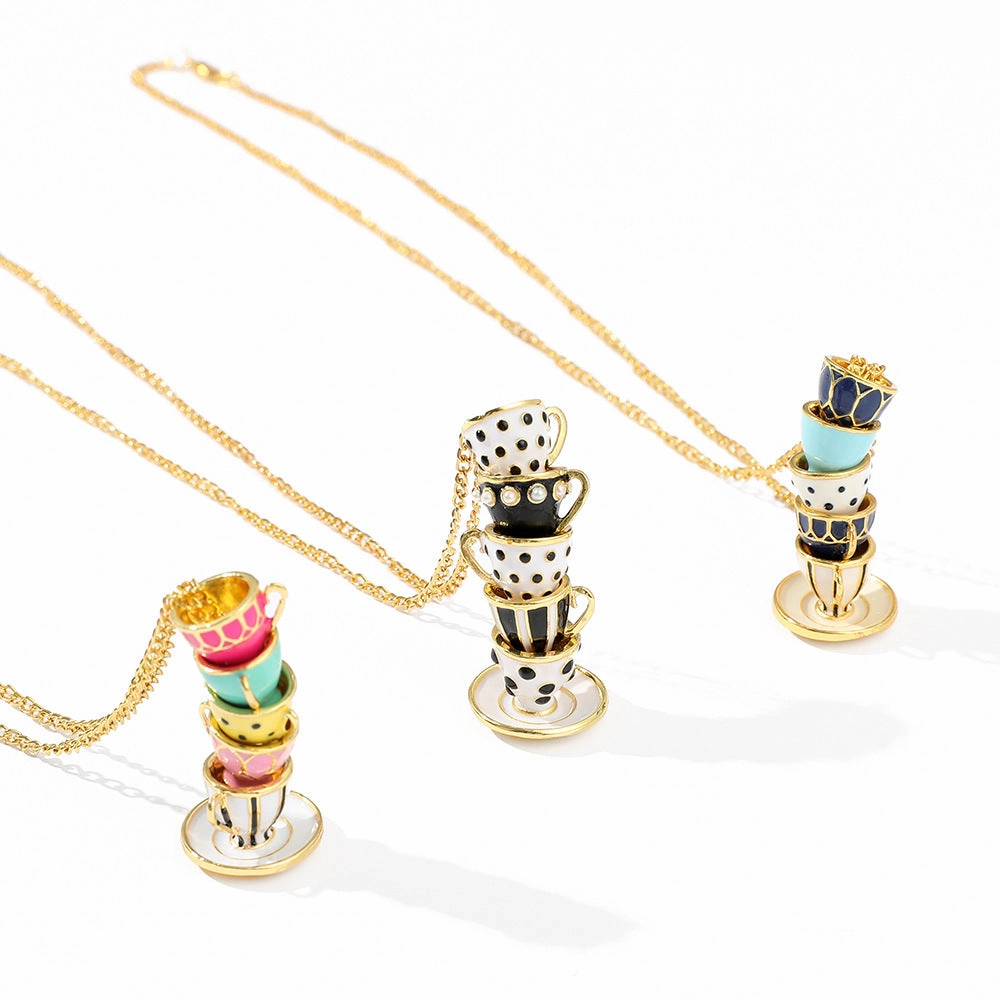 Wholesale Enamel Teacup Alloy Necklaces