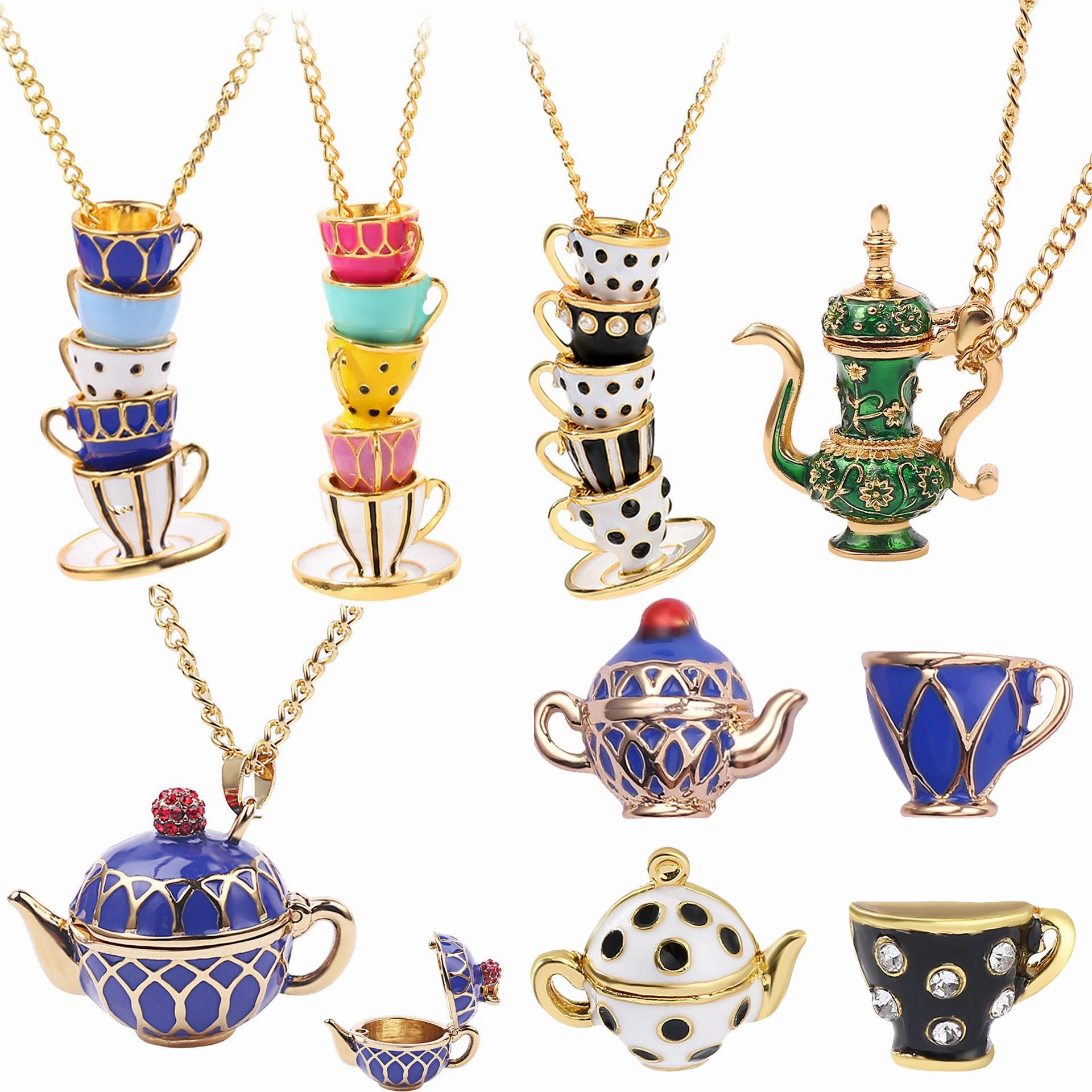 Wholesale Enamel Teacup Alloy Necklaces