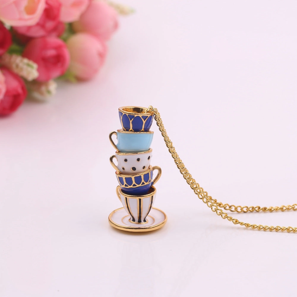 Wholesale Enamel Teacup Alloy Necklaces