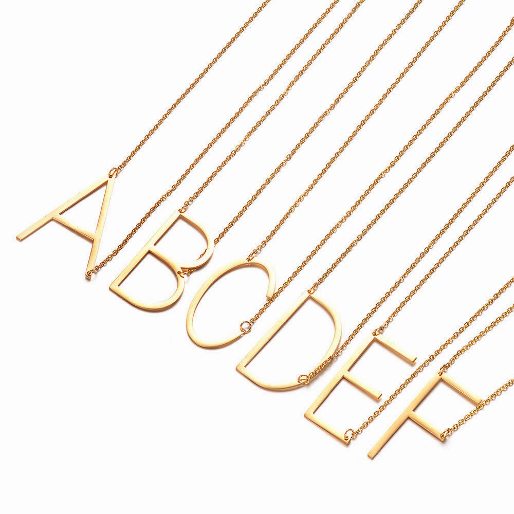 Wholesale English Large Letter Titanium Steel Necklaces