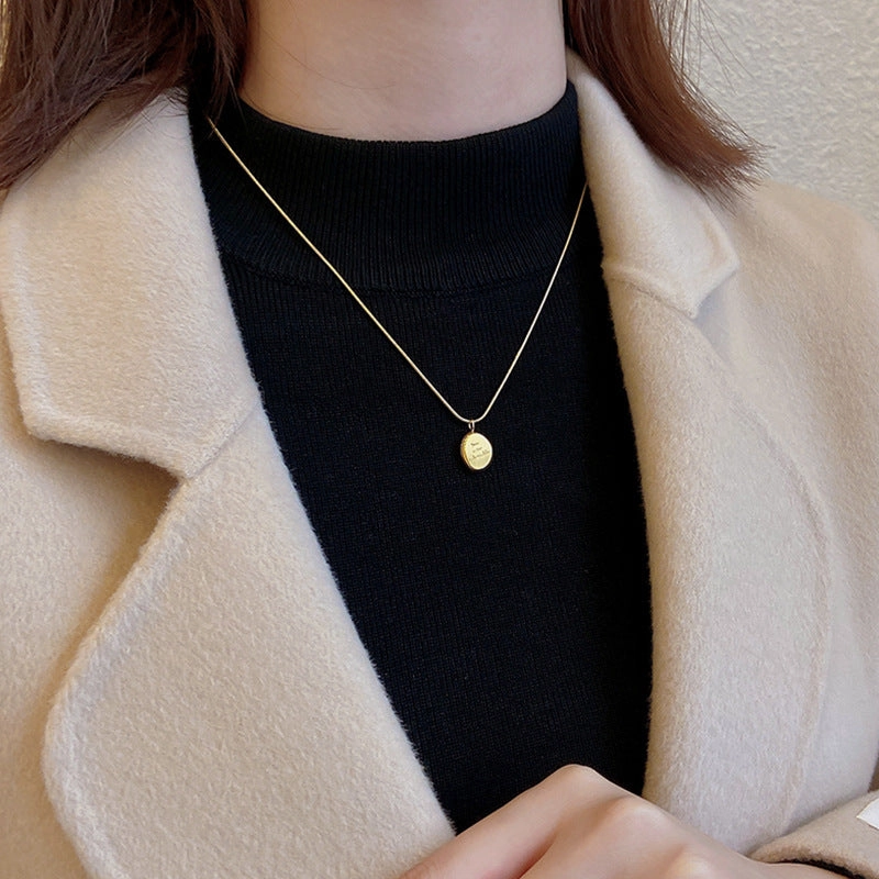Wholesale English Letter Oval Brand Titanium Steel Non-fading Necklace Clavicle Chain
