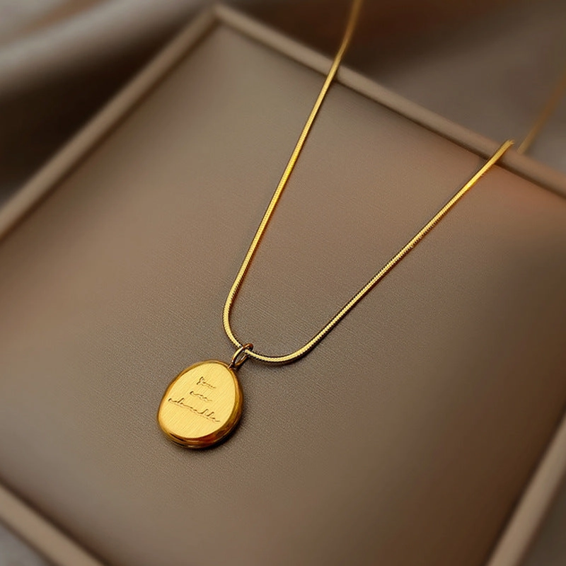 Wholesale English Letter Oval Brand Titanium Steel Non-fading Necklace Clavicle Chain