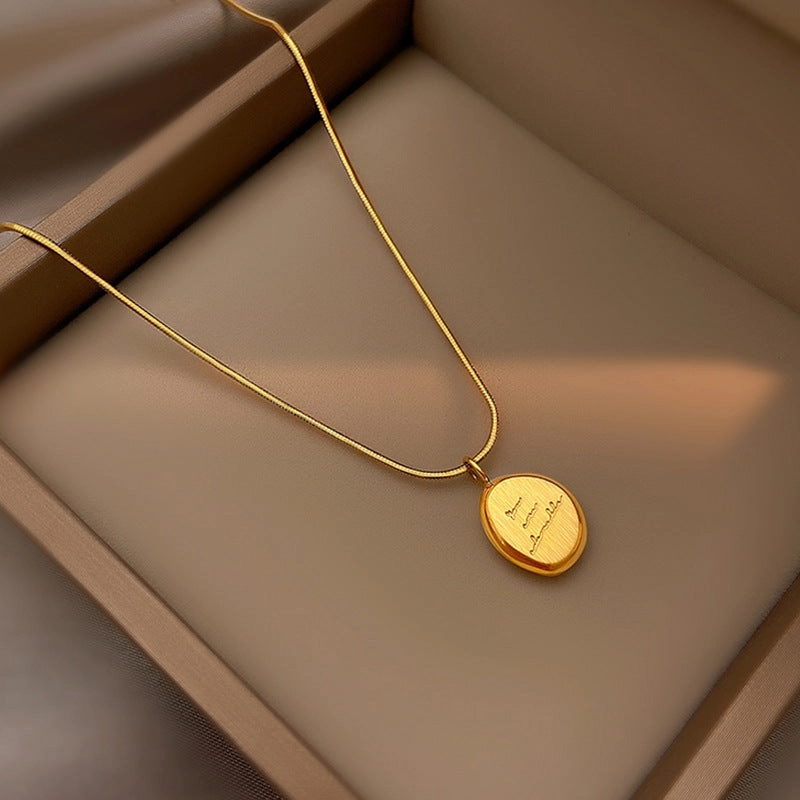 Wholesale English Letter Oval Brand Titanium Steel Non-fading Necklace Clavicle Chain