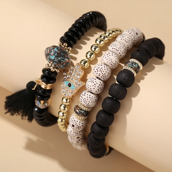Wholesale Ethnic Multilayer Linden Beaded Alloy Bracelet