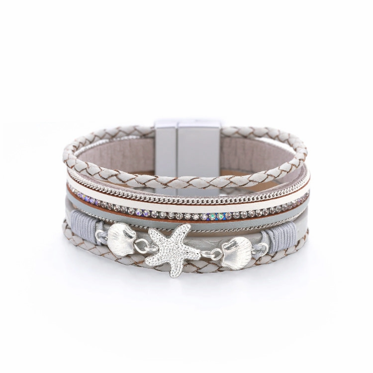 Wholesale Ethnic Style Holiday Style Small Starfish Inlaid with Colorful Diamond Bracelets