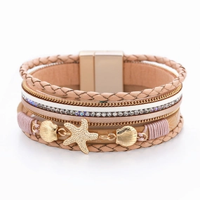 Wholesale Ethnic Style Holiday Style Small Starfish Inlaid with Colorful Diamond Bracelets