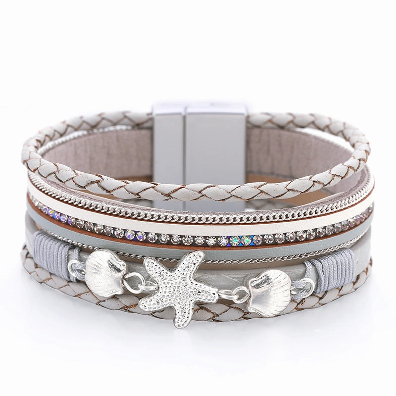 Wholesale Ethnic Style Holiday Style Small Starfish Inlaid with Colorful Diamond Bracelets