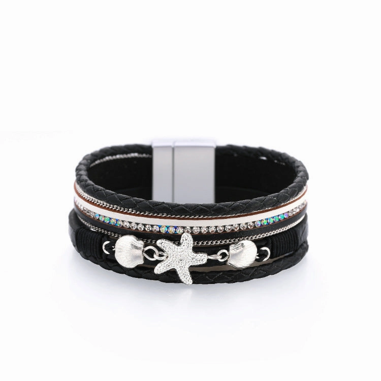 Wholesale Ethnic Style Holiday Style Small Starfish Inlaid with Colorful Diamond Bracelets