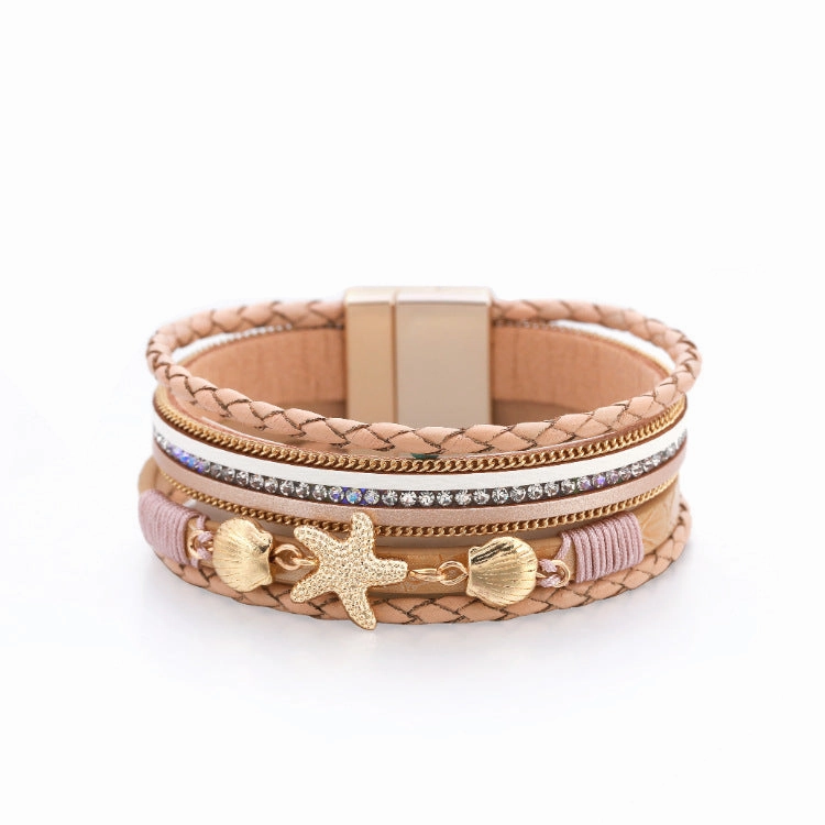 Wholesale Ethnic Style Holiday Style Small Starfish Inlaid with Colorful Diamond Bracelets