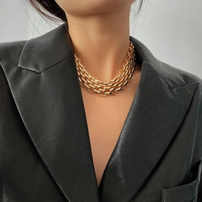 Wholesale Exaggerated Thick Chain Sweater Iron Necklaces