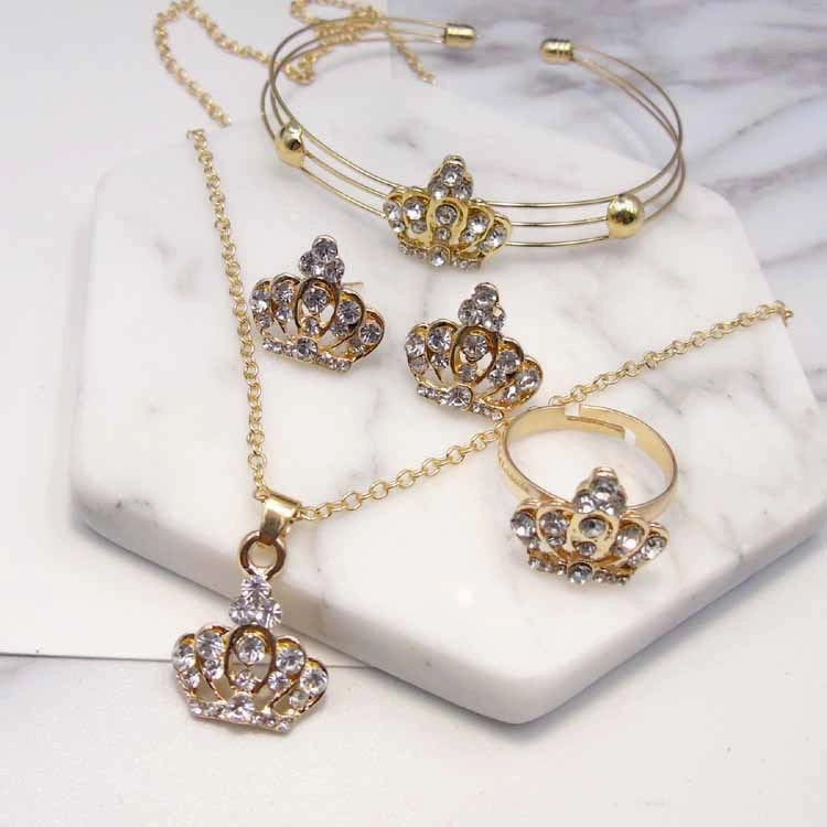 Wholesale Exquisite Crown Shaped Alloy Jewelry Set of Four Pieces