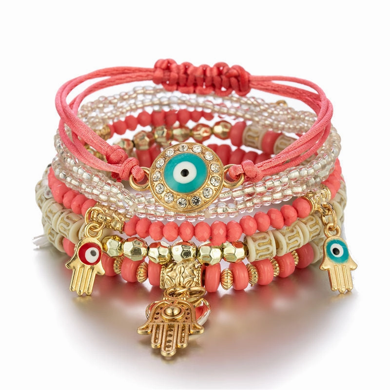 Wholesale Eye Rice Bead Temperament Multilayer Bracelet