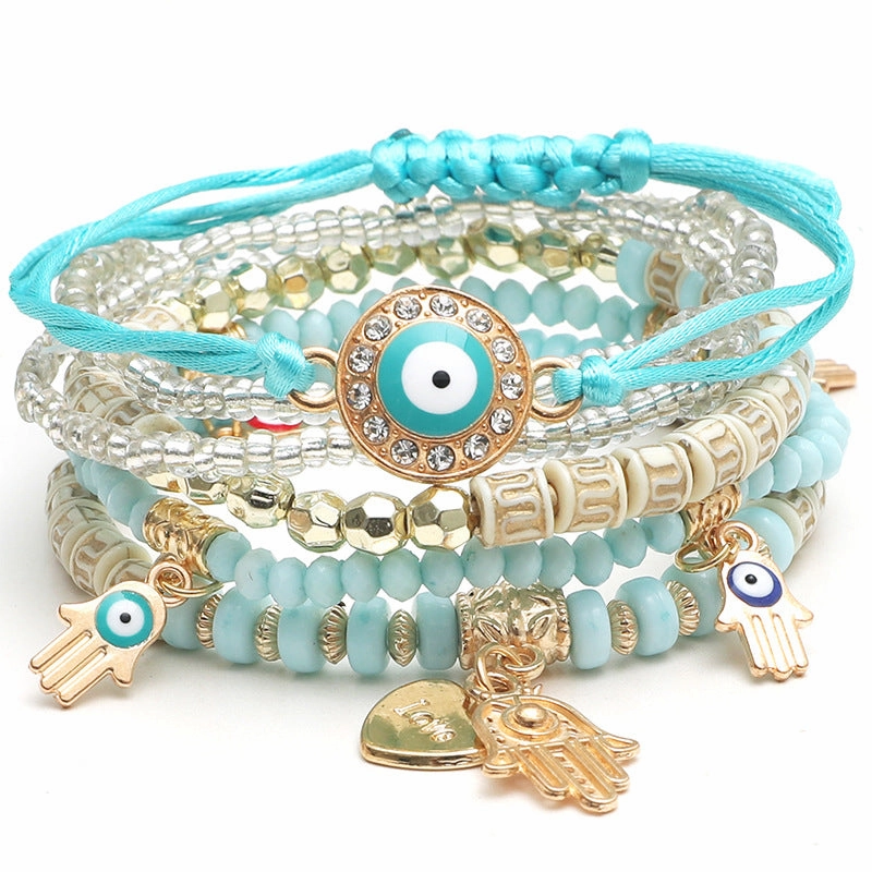 Wholesale Eye Rice Bead Temperament Multilayer Bracelet