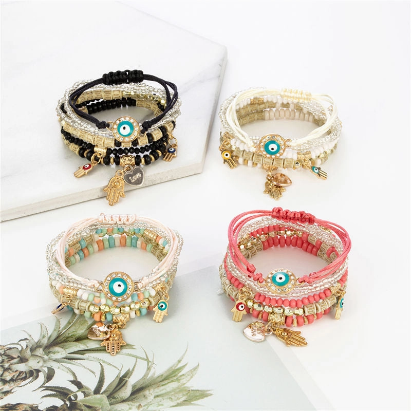 Wholesale Eye Rice Bead Temperament Multilayer Bracelet