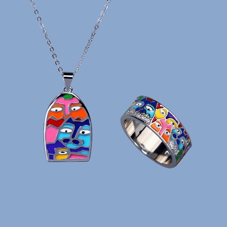 Wholesale Family Copper Ring Necklaces Earrings Three-Piece Set