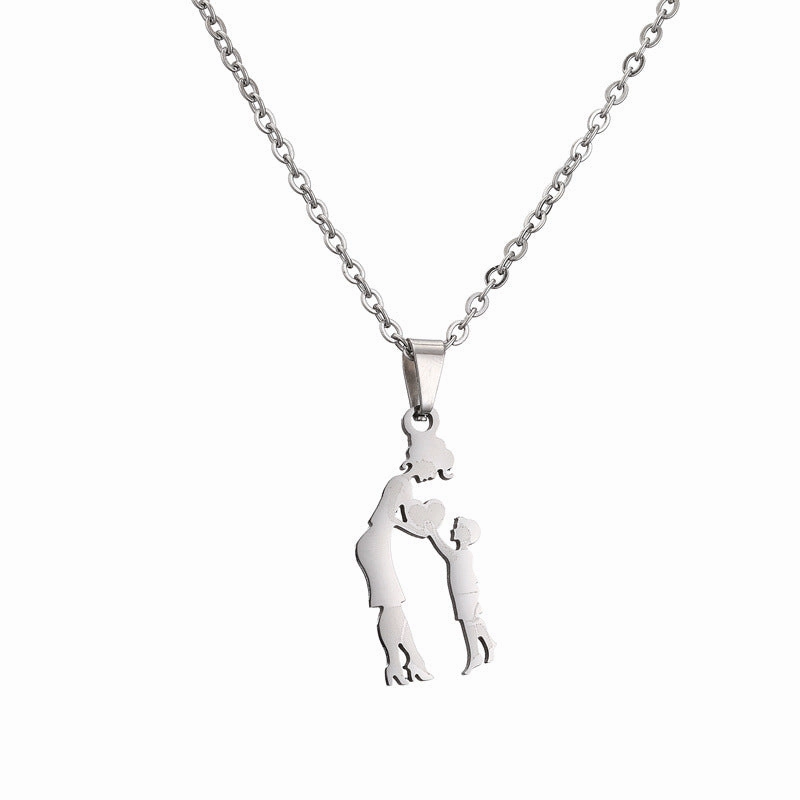 Wholesale Family of Four Silhouette Pattern Stainless Steel Titanium Steel Necklace