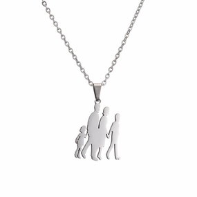 Wholesale Family of Four Silhouette Pattern Stainless Steel Titanium Steel Necklace