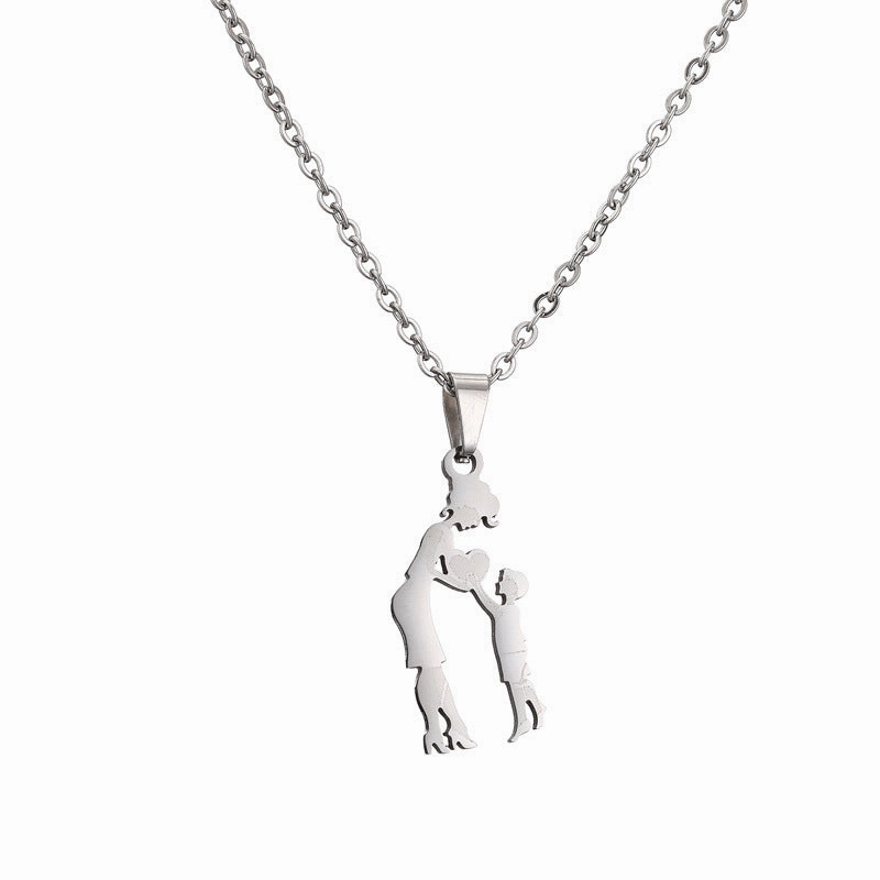 Wholesale Family of Four Silhouette Pattern Stainless Steel Titanium Steel Necklace