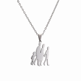 Wholesale Family of Four Silhouette Pattern Stainless Steel Titanium Steel Necklace