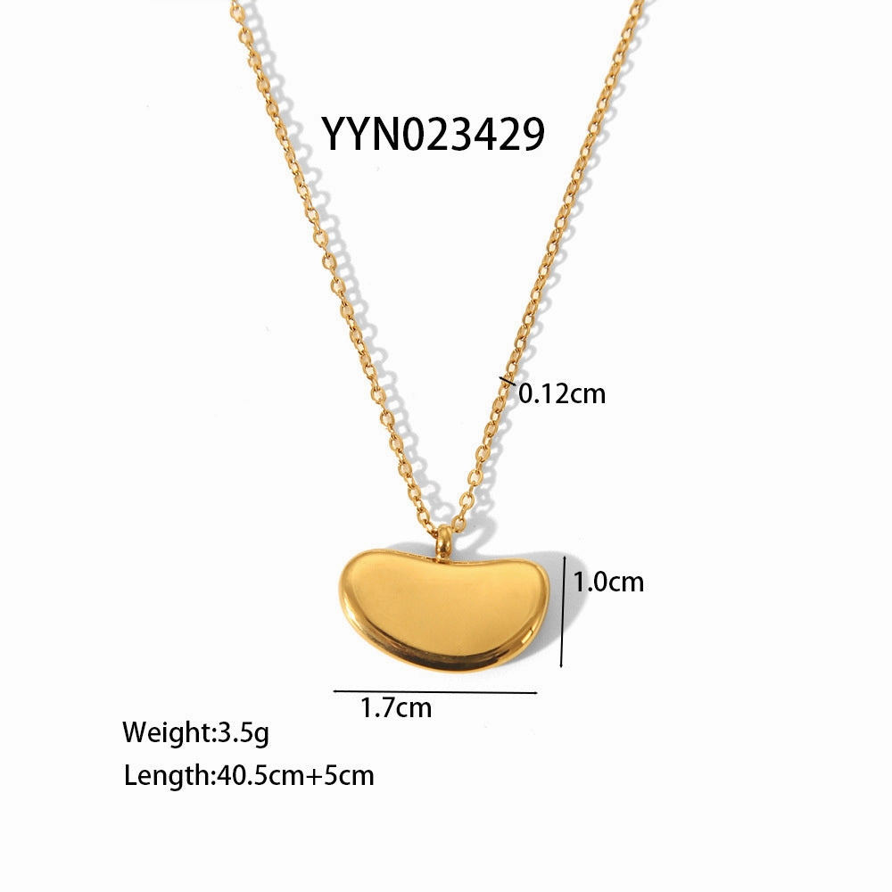 Wholesale Fashion Gold Ingot Necklace Gold Beans Autumn and Winter High-end Stainless Steel Jewelry Set