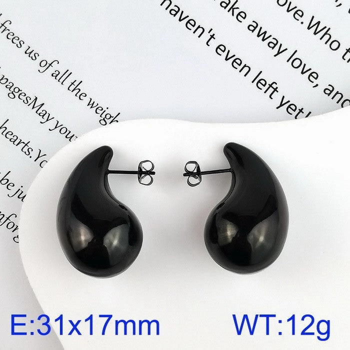 Wholesale Fashion High-end Design Chubby Water Drop Earrings Stainless Steel Hollow Necklace Temperament All-match Set