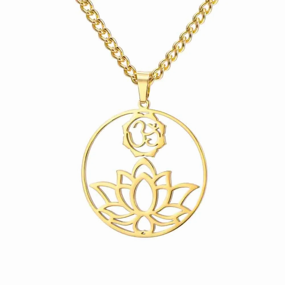 Wholesale Fashion Hollow Lotus Moon Stainless Steel Women's Necklace