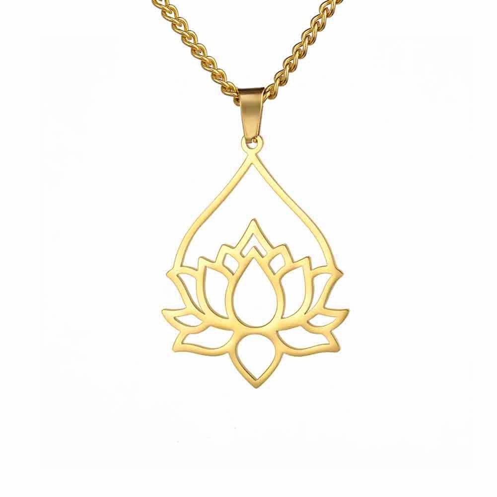 Wholesale Fashion Hollow Lotus Moon Stainless Steel Women's Necklace