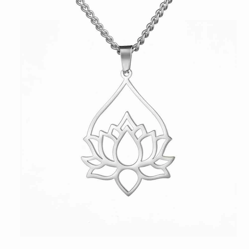 Wholesale Fashion Hollow Lotus Moon Stainless Steel Women's Necklace